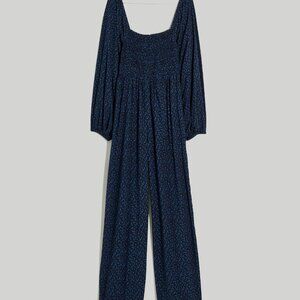 Madewell Lucie Tie-Back Long-Sleeve Jumpsuit in Carmine Floral size 6